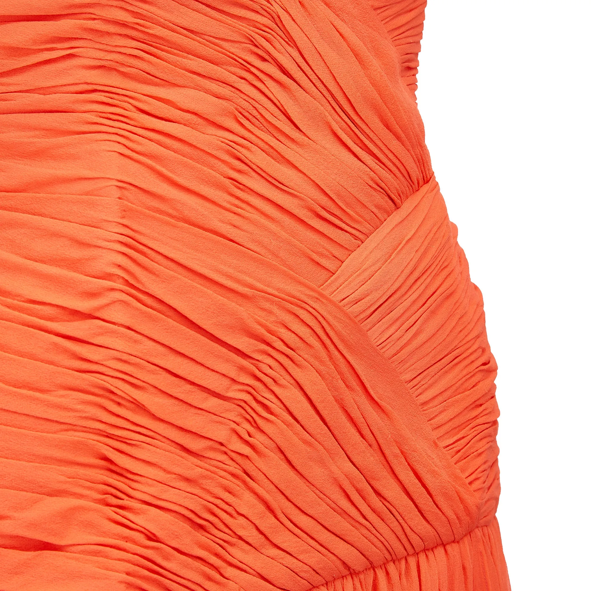 1980s Louis Feraud Orange Silk Crepe Dress