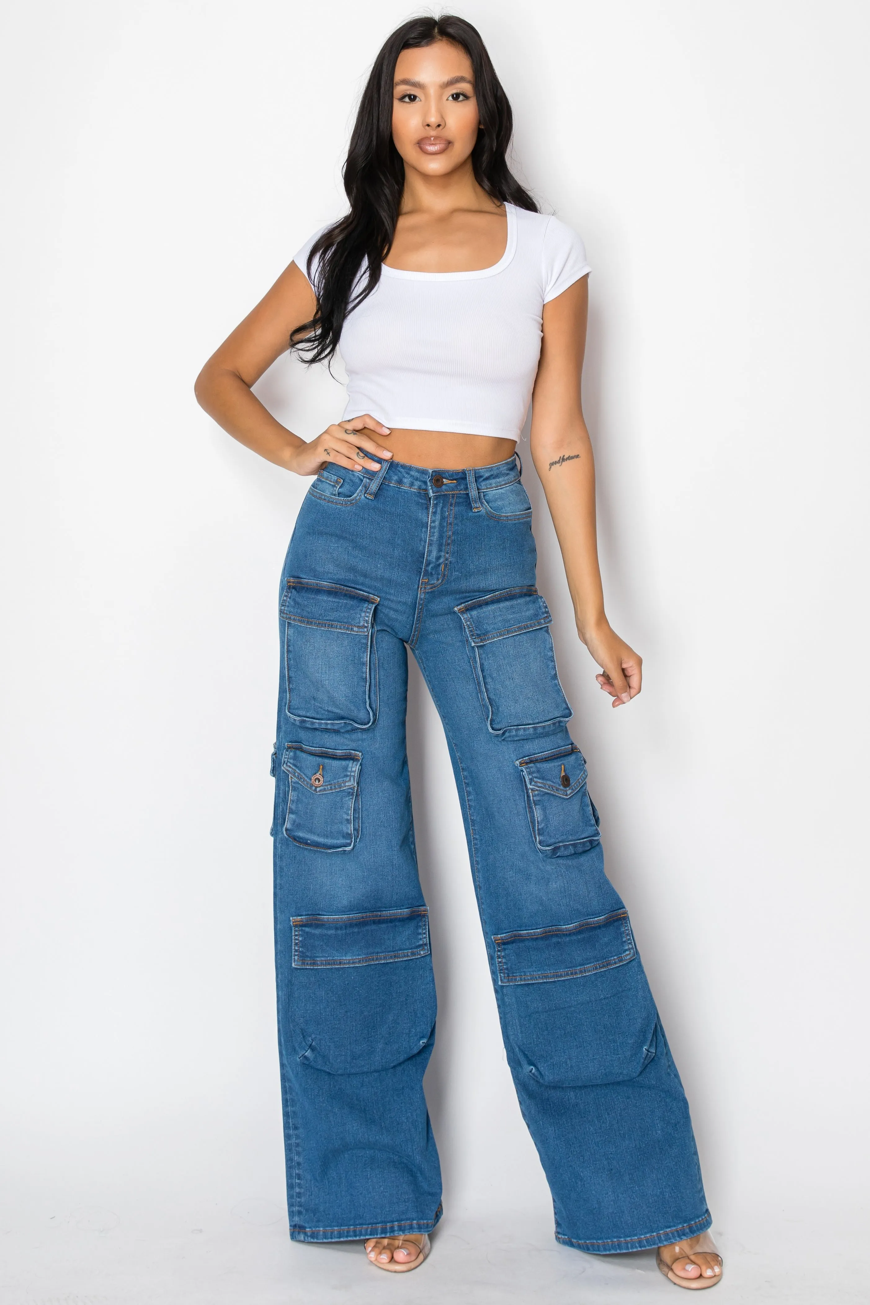40747 High Rise 3D Pocket Cargo Pants
