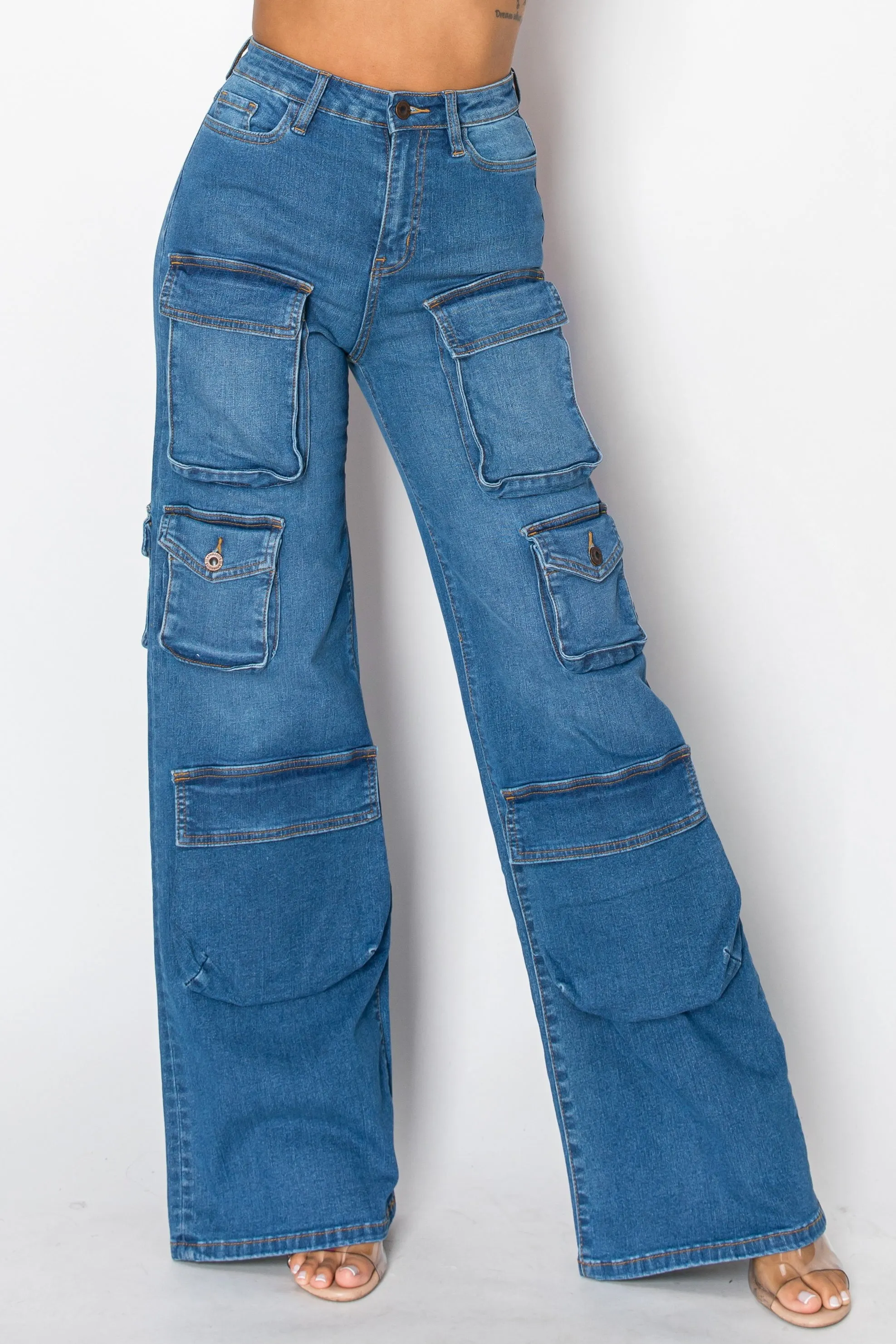 40747 High Rise 3D Pocket Cargo Pants