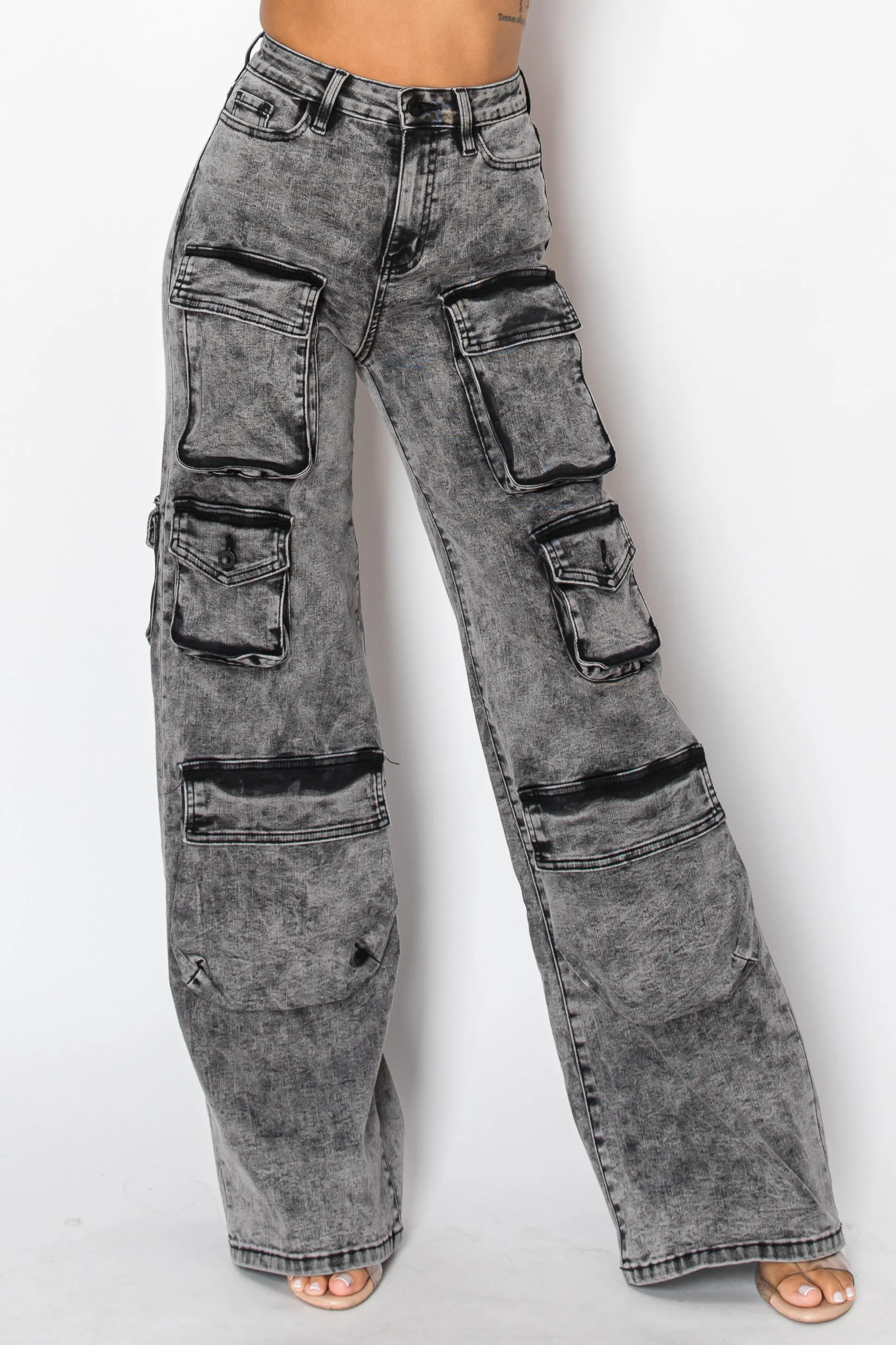 40747 High Rise 3D Pocket Cargo Pants