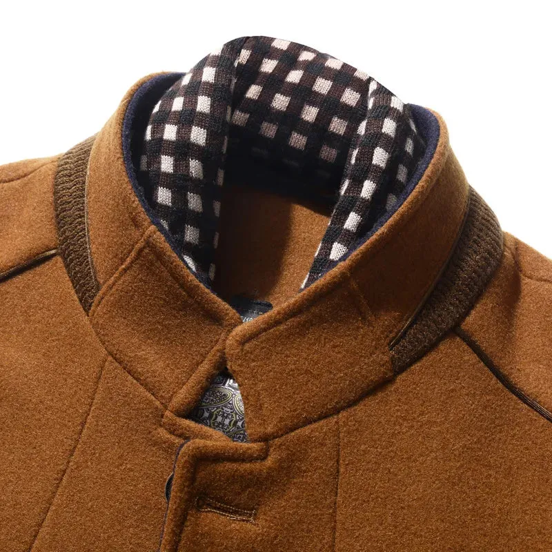 Aidase Brand Men's Casual Jacket Winter Male Windbreaker Detachable Plaid Neckline Wool Blend Classic Middle Long Trench Coat