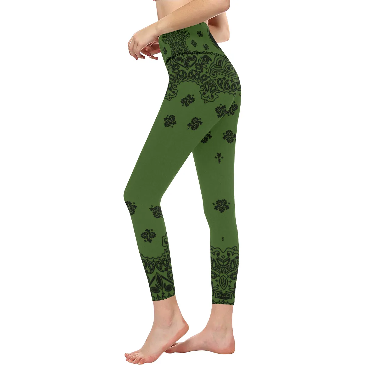 BANDANA KAKI High-Waisted Leggings