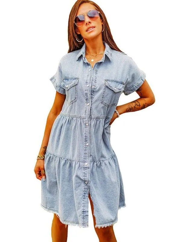 Button-Down Denim Mini Dress