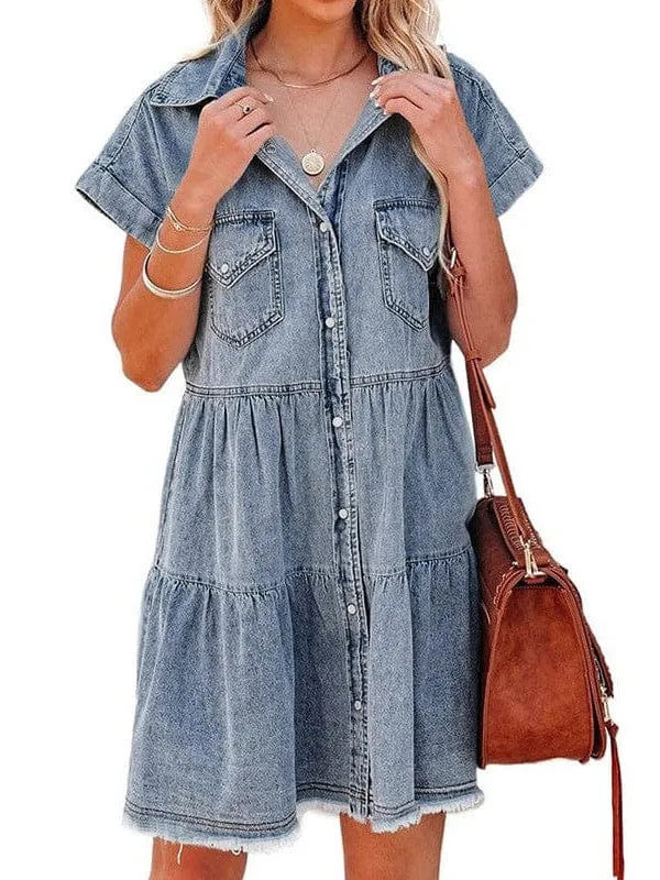 Button-Down Denim Mini Dress