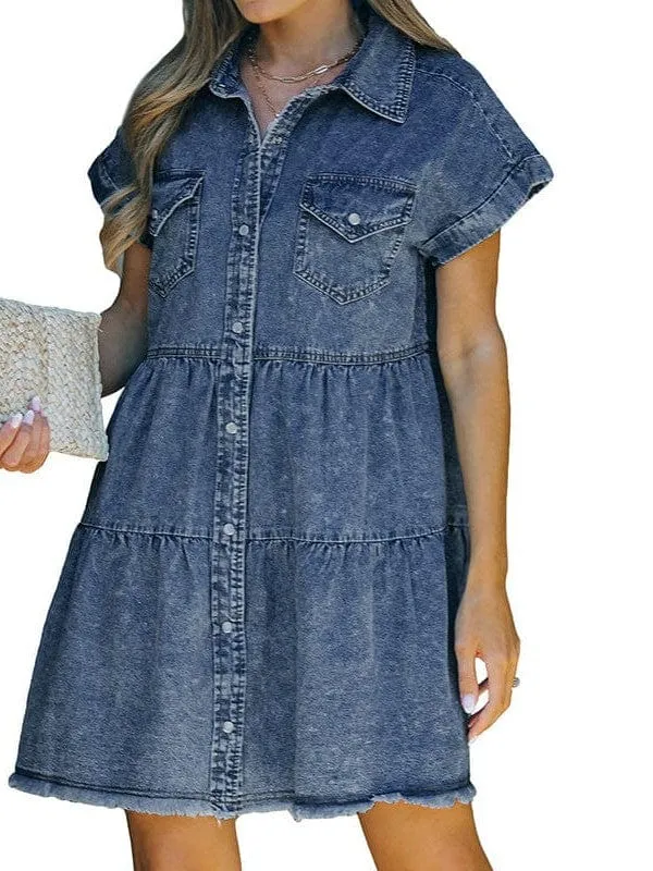 Button-Down Denim Mini Dress