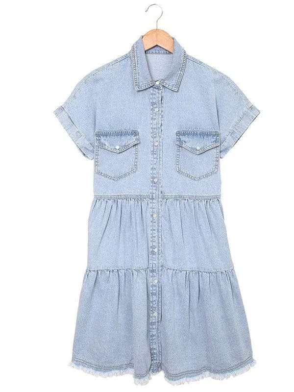 Button-Down Denim Mini Dress