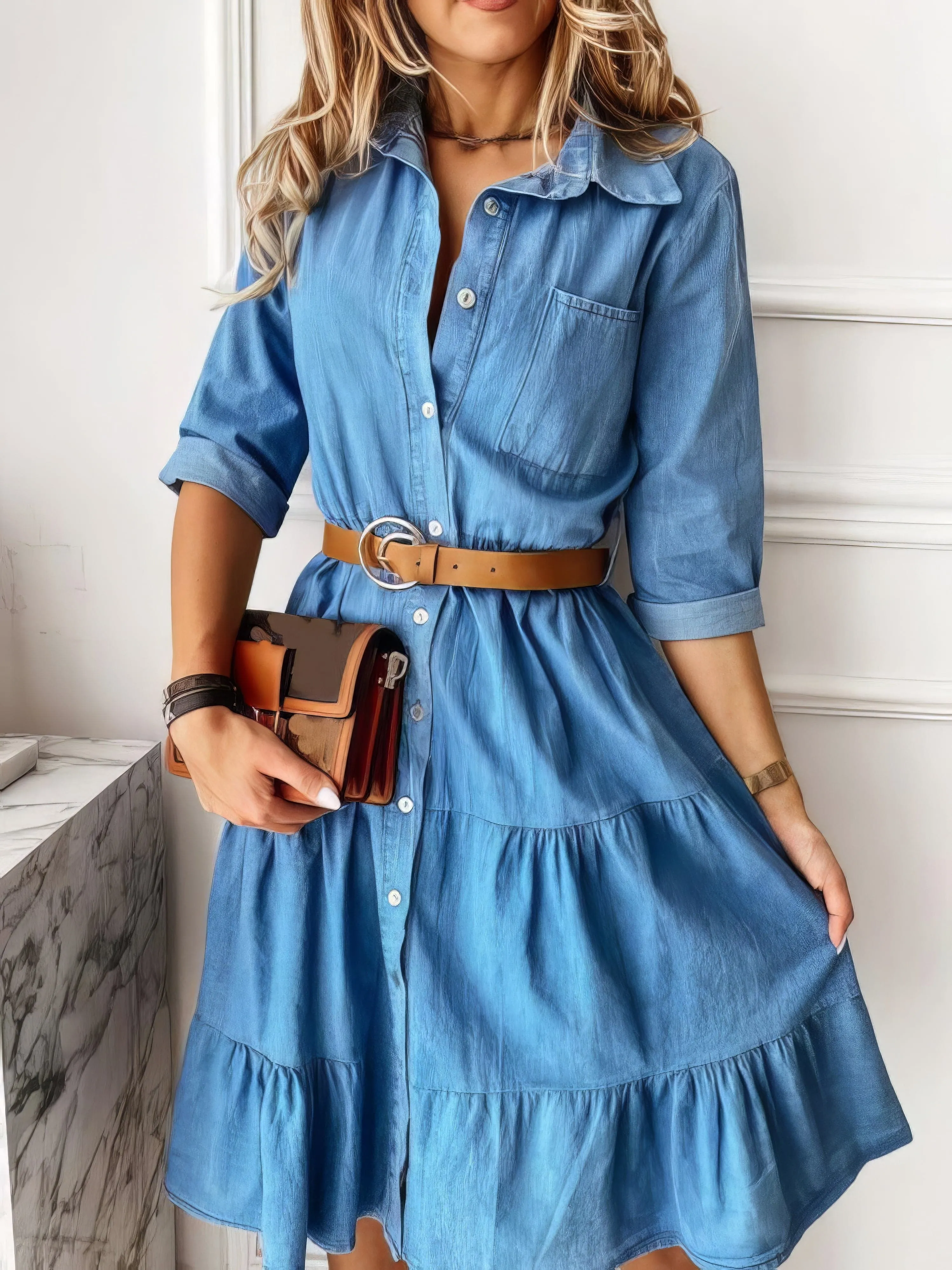 Button-Down Denim Mini Dress