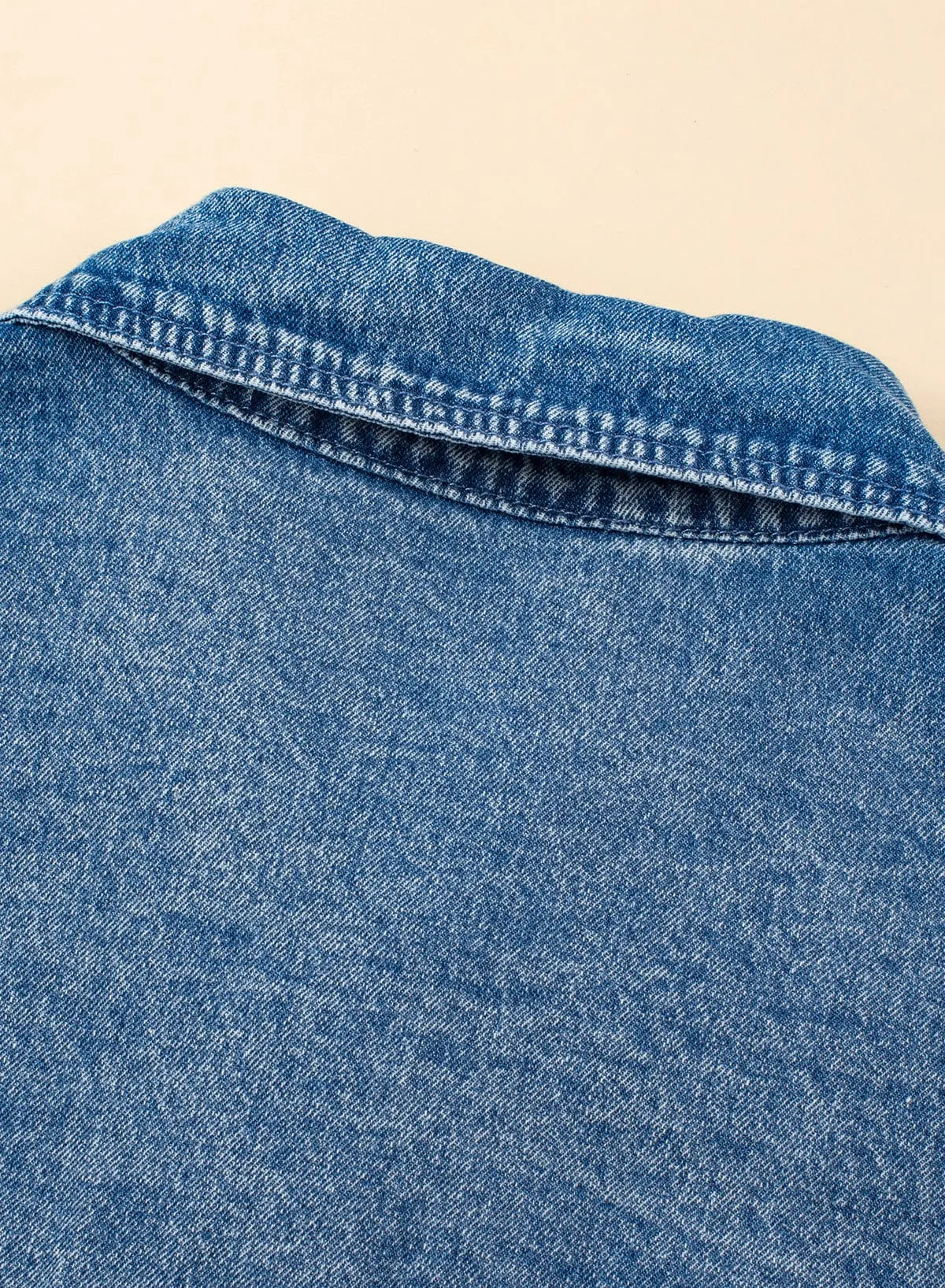 Button Short Sleeve Denim Shirt Dress