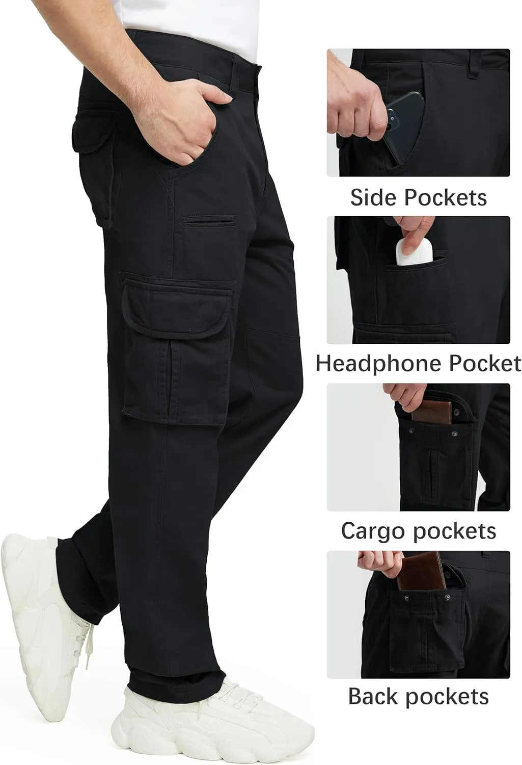 Cargo Pants for Men Multi Pockets Mens Pants Classic Cotton Casual Work Hiking Relaxed Fit Chino Pants