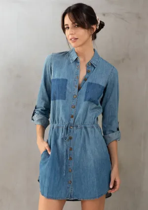 Casual Button-Up Long Sleeve Mini Shirt Dress