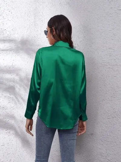 Chillin In The Castle Button Up Collared Neck Long Sleeve Shirt