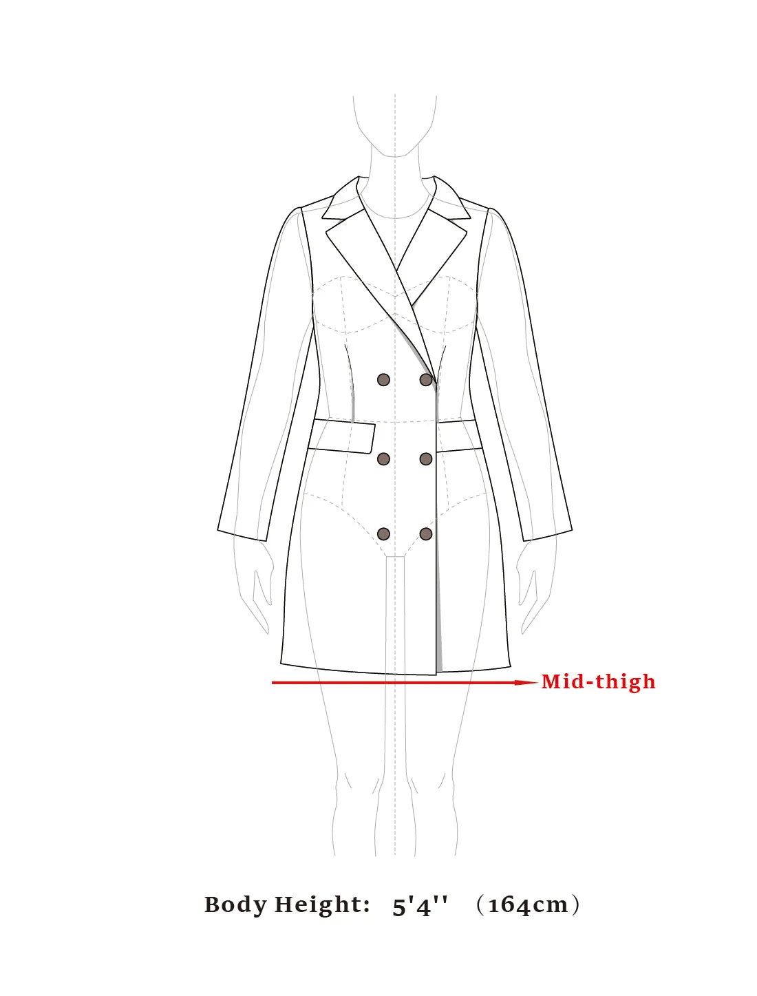 Classic Stand Collar Long Sleeve Belted Winter Coat