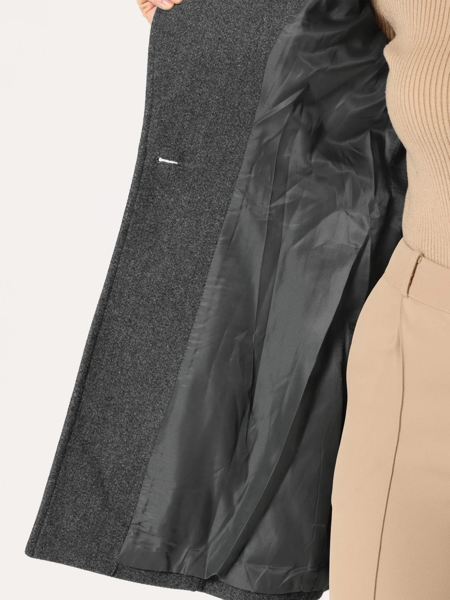 Classic Stand Collar Long Sleeve Belted Winter Coat