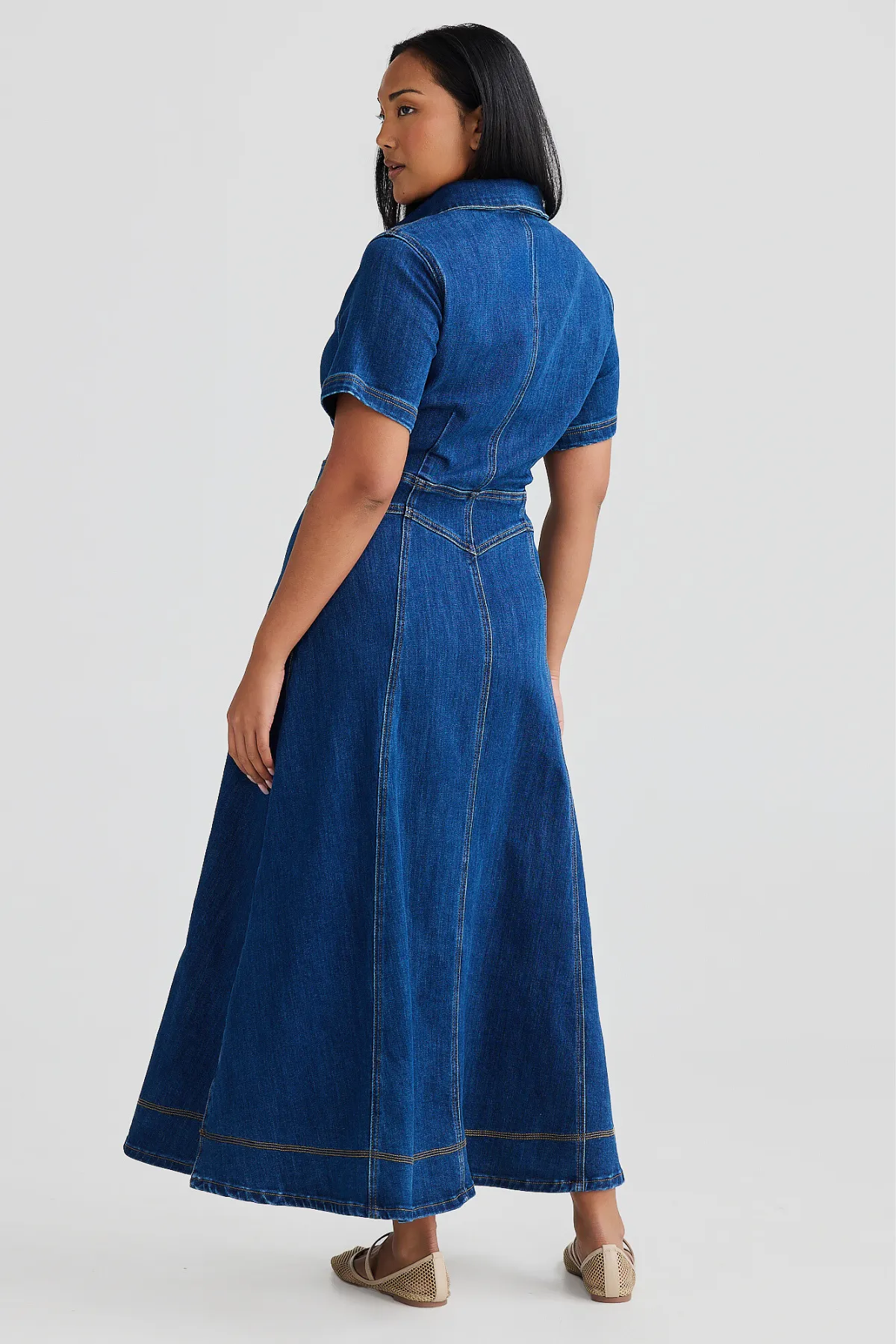 Core Denim Short Sleeve Dress - Blue Denim