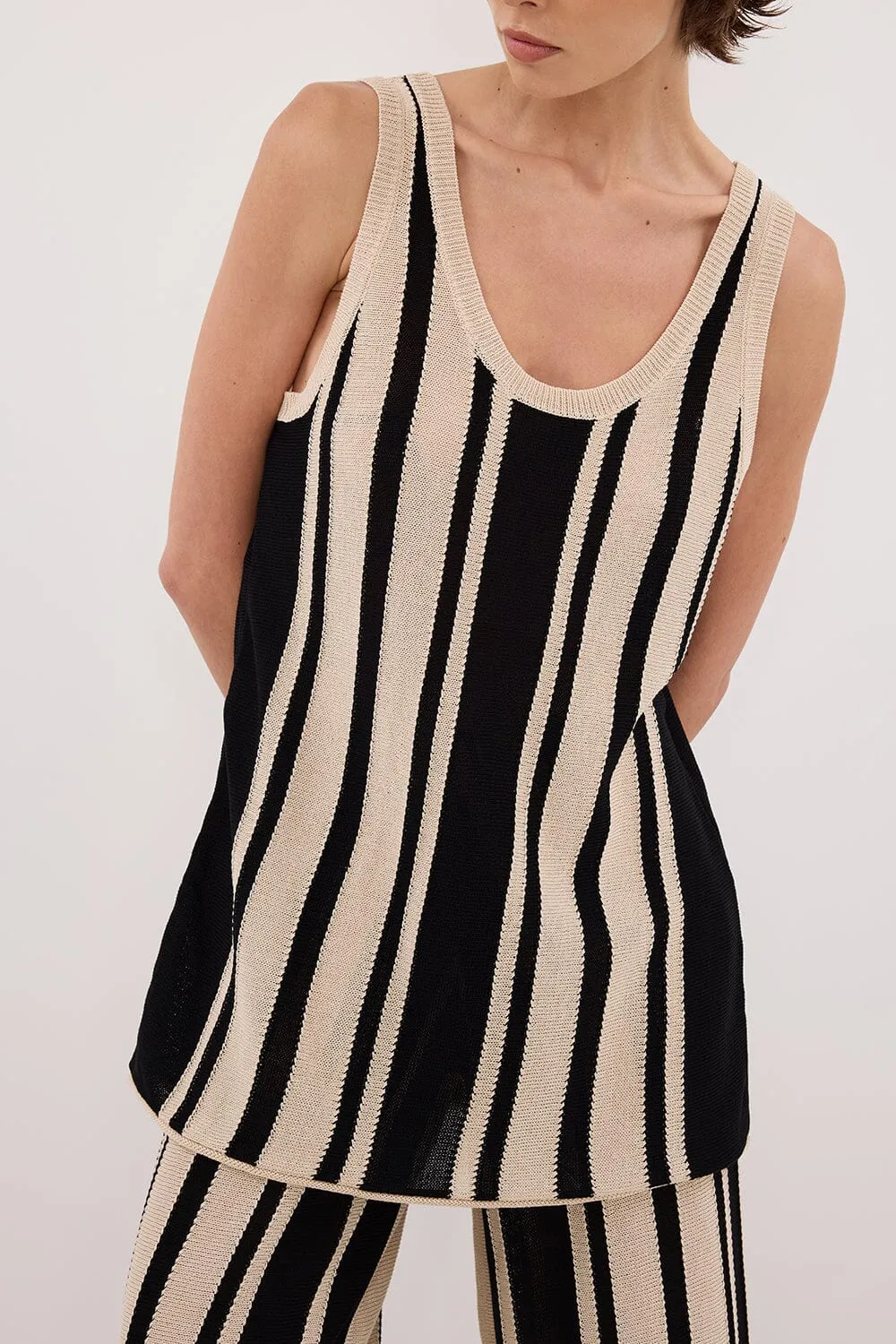 DELPHI STRIPE LONGLINE KNIT TUNIC
