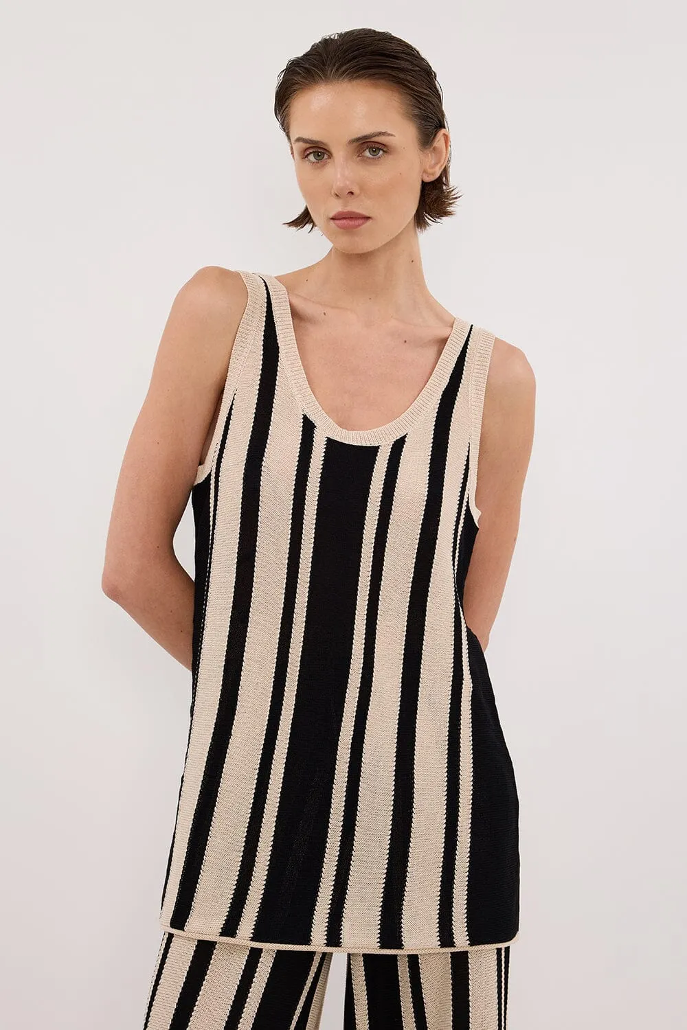 DELPHI STRIPE LONGLINE KNIT TUNIC