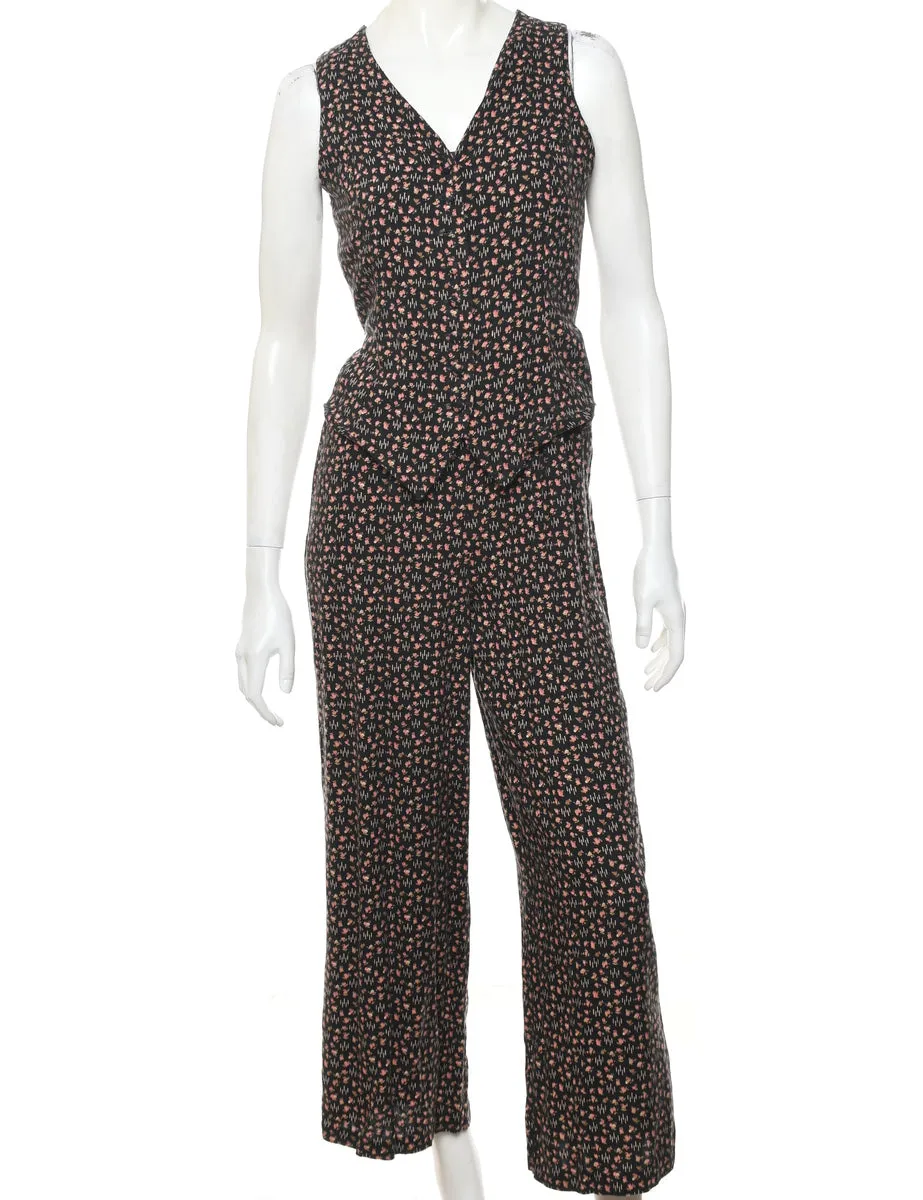 Ditzy Floral Print Jumpsuit - S