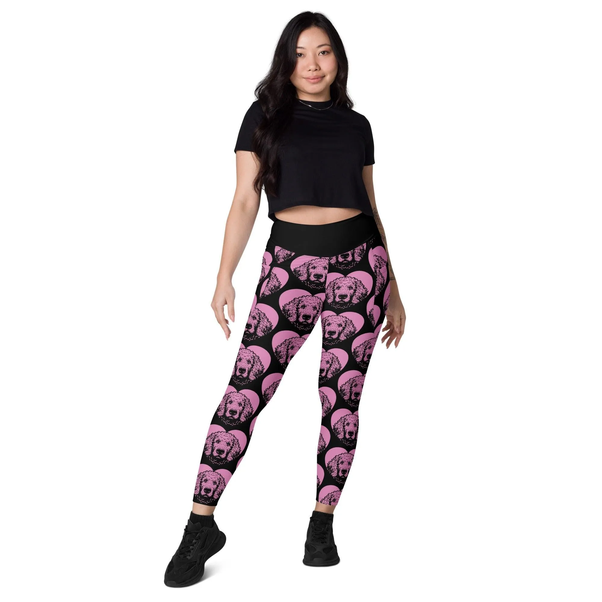 DOG BREED LEGGINGS with pockets - CURLY COATED RETRIEVER - HERTTAHOUND - pink