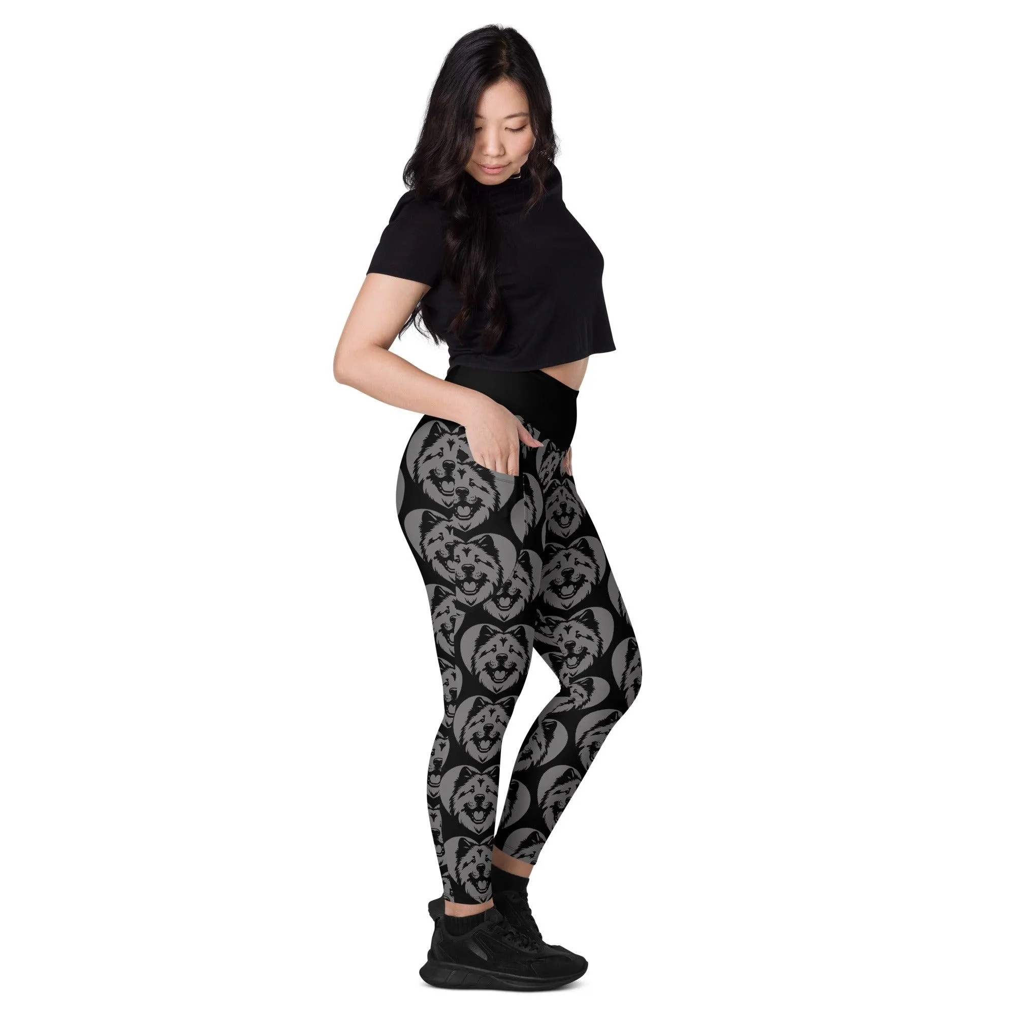 DOG BREED LEGGINGS with pockets - EURASIER - HERTTAHOUND - grey