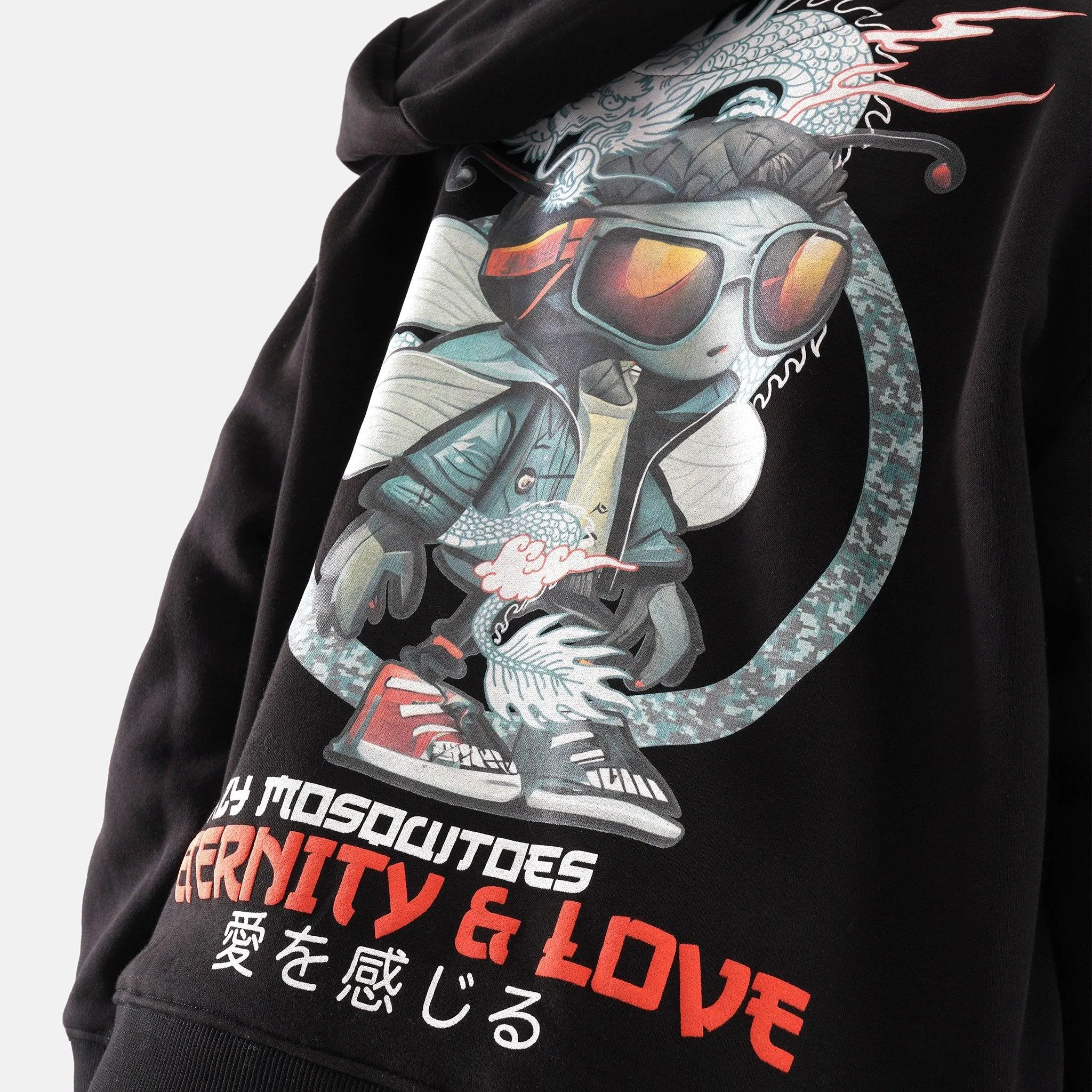 Dragon Regular Fleece Hoodie in Black - Womens