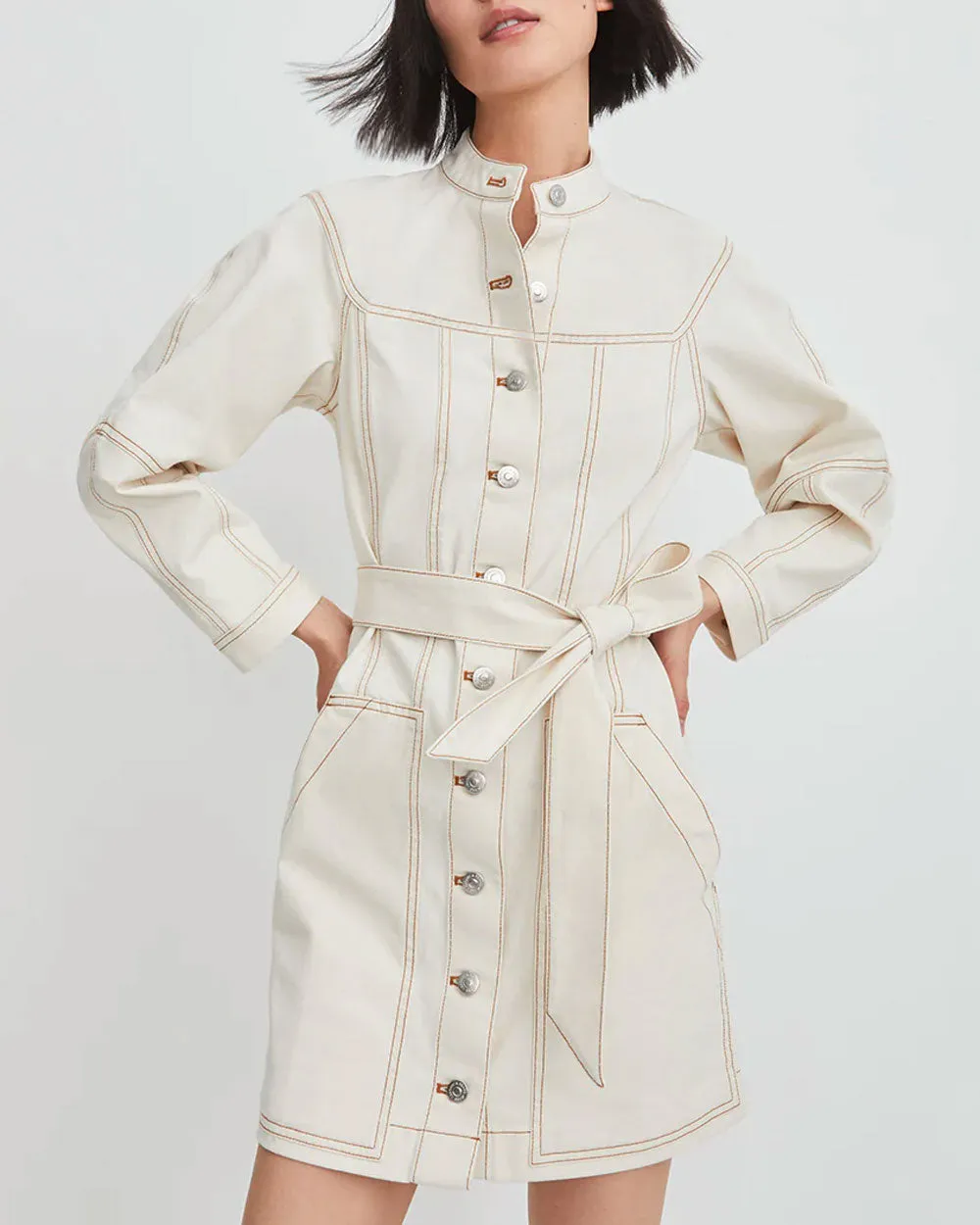 Ecru Basia Denim Mini Dress