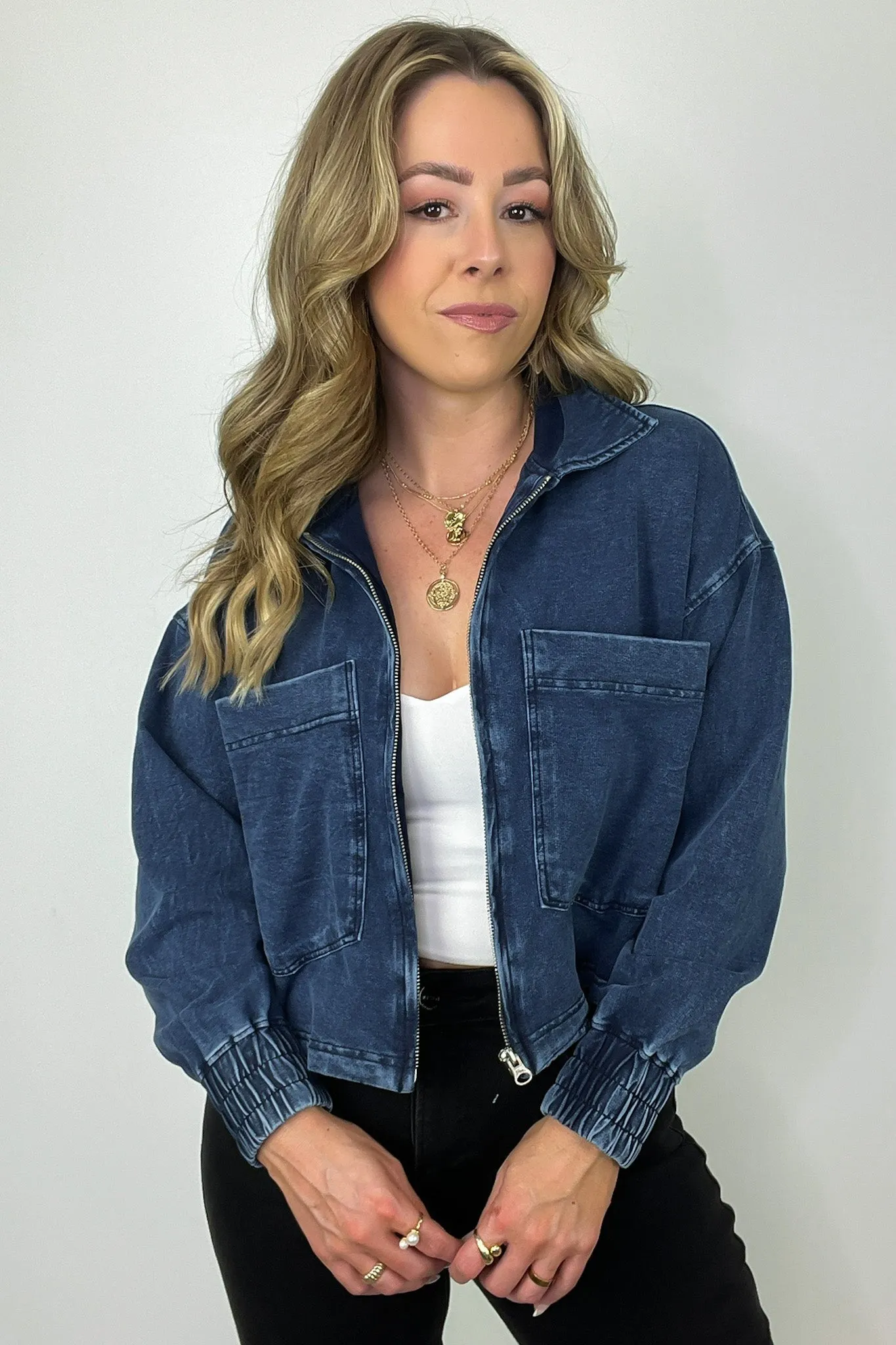 Effortless Impulse Mineral Wash Boxy Denim Jacket - FINAL SALE