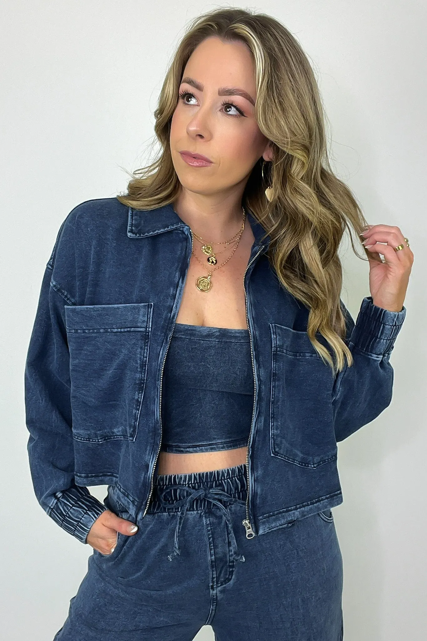 Effortless Impulse Mineral Wash Boxy Denim Jacket - FINAL SALE