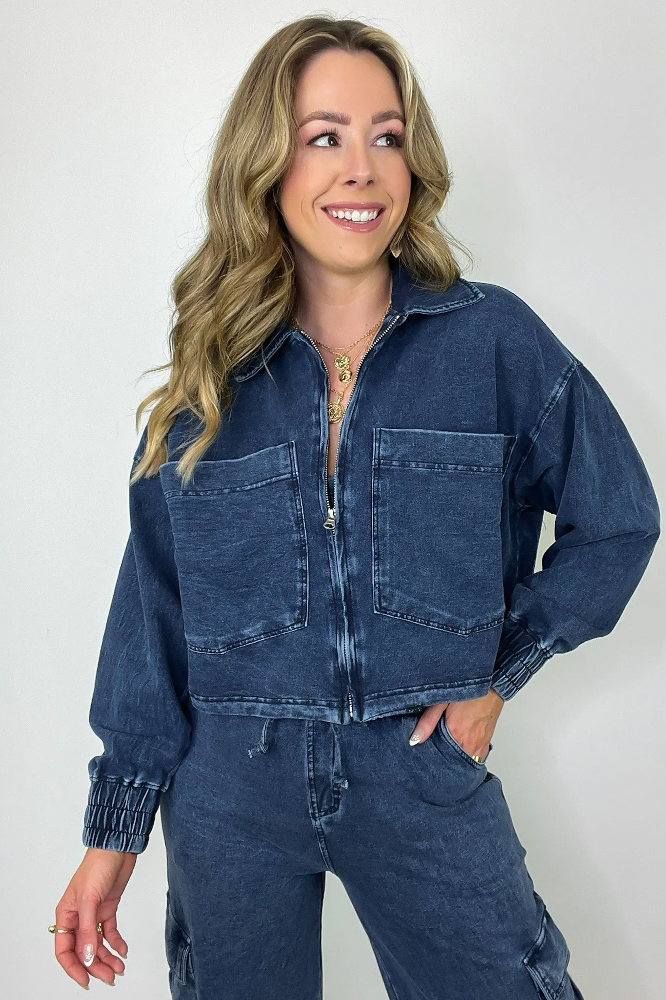 Effortless Impulse Mineral Wash Boxy Denim Jacket - FINAL SALE