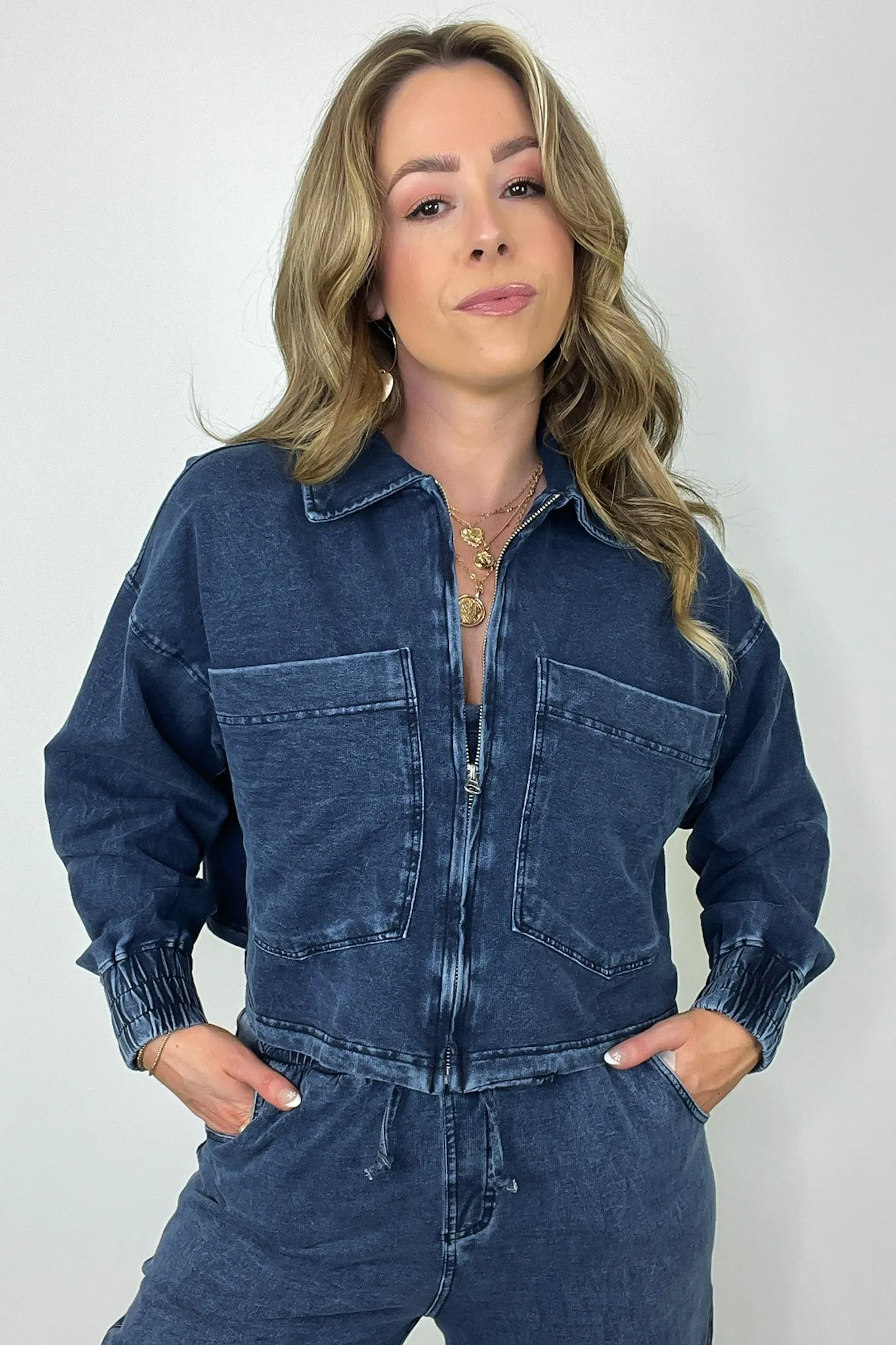 Effortless Impulse Mineral Wash Boxy Denim Jacket - FINAL SALE