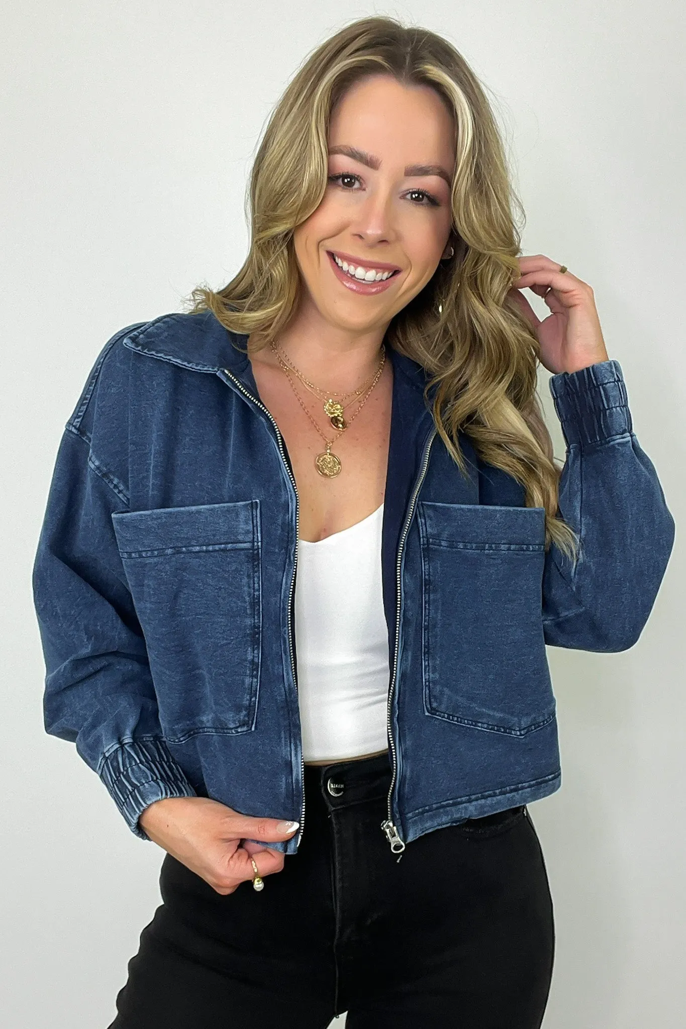 Effortless Impulse Mineral Wash Boxy Denim Jacket - FINAL SALE