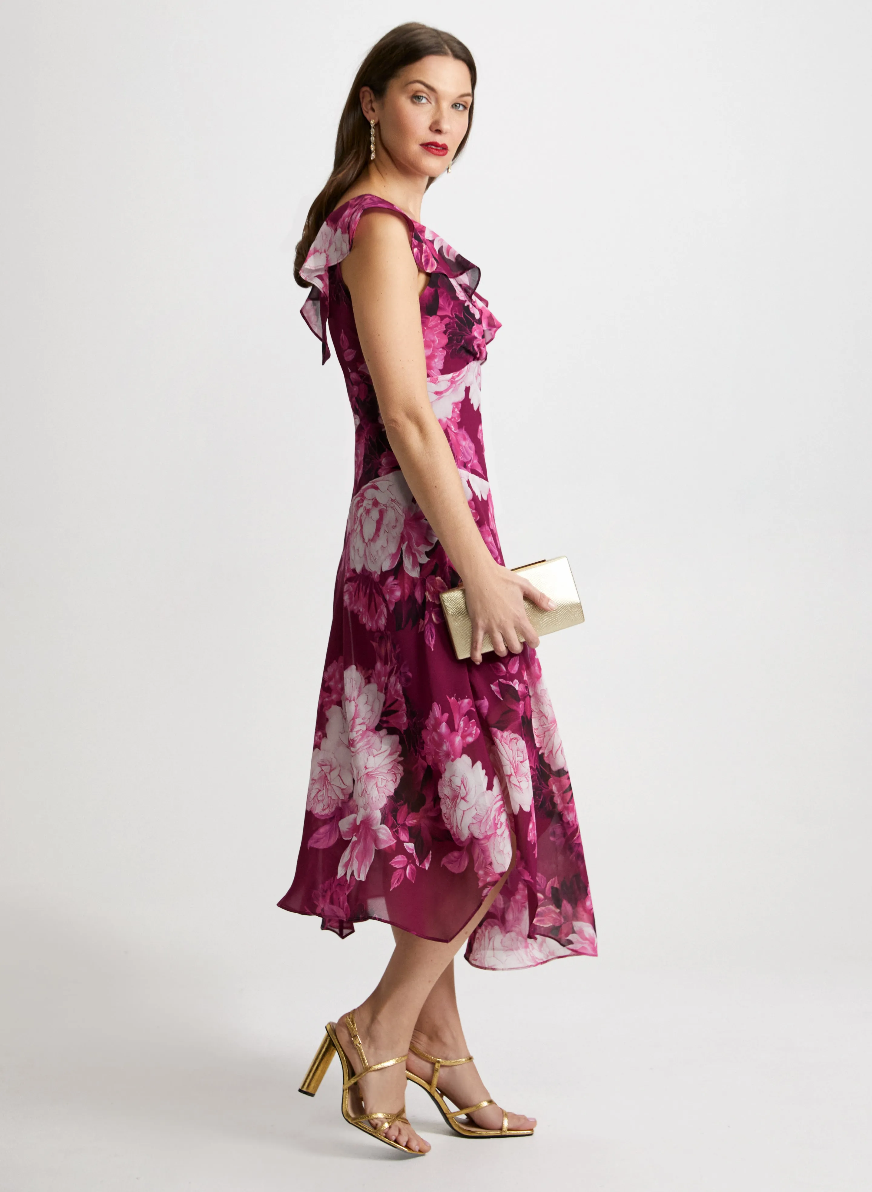 Floral Chiffon Ruffle Dress