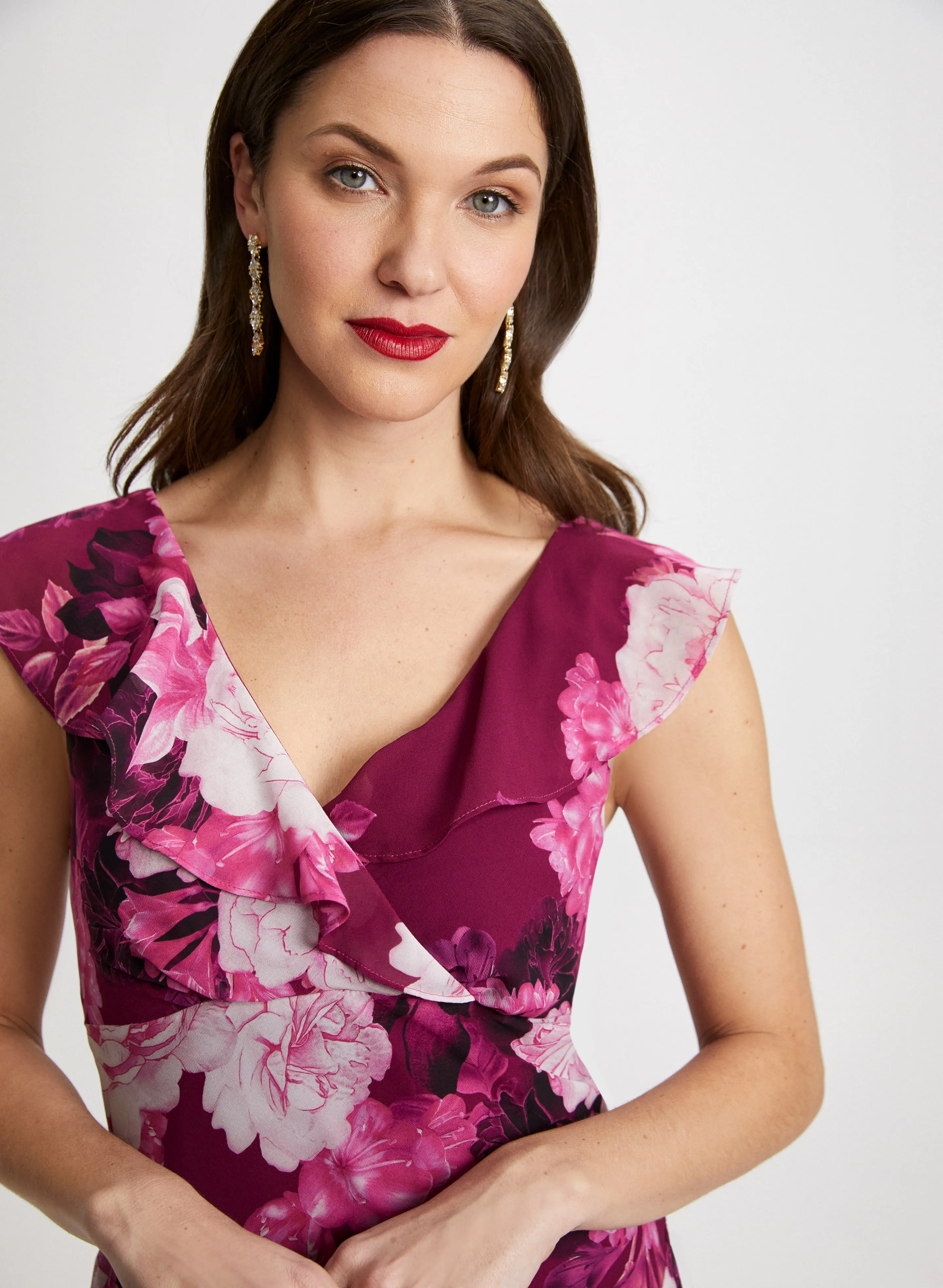 Floral Chiffon Ruffle Dress