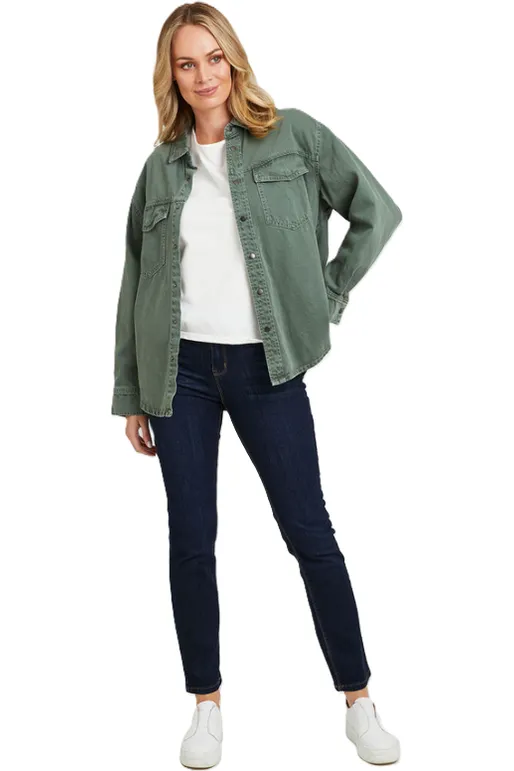 FOXWOOD DAISY OVER SHIRT - SAGE GREEN