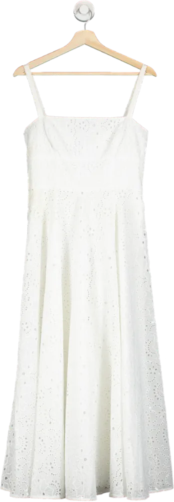 Hill House White Eyelet Midi Dress S