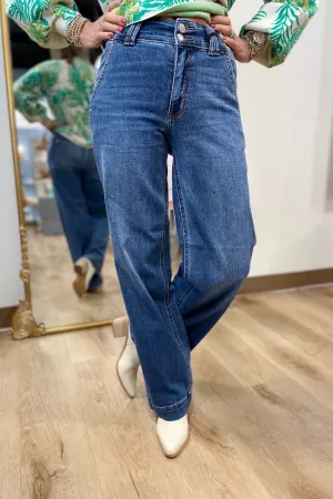 Judy Blue Double Button Wide Leg Jean