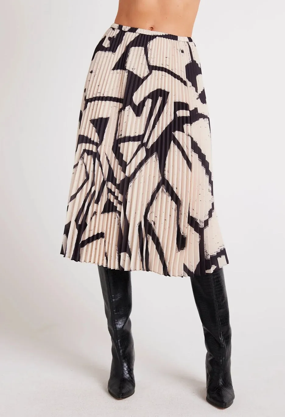 Knife Pleat Midi Skirt