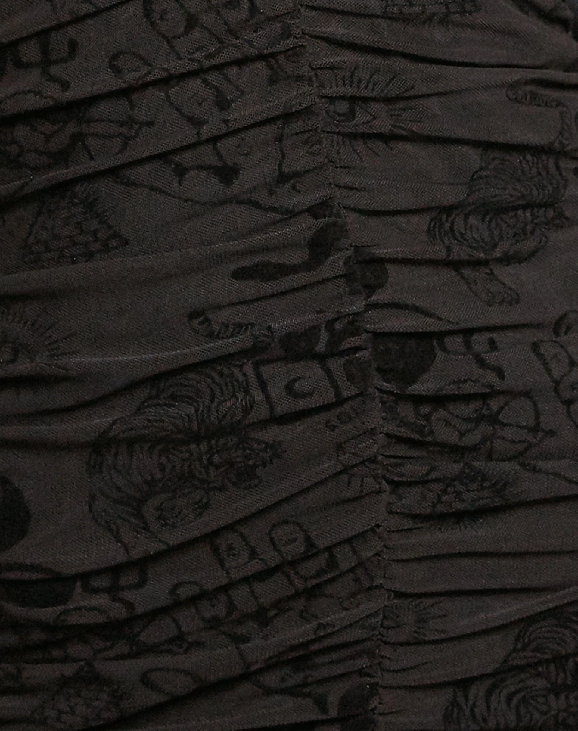 Laras Bodycon Dress in Black Hand and Heart Flock