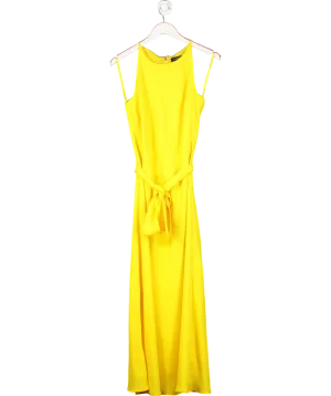 Lauren Ralph Lauren Yellow Sleeveless Belted Dress UK 10