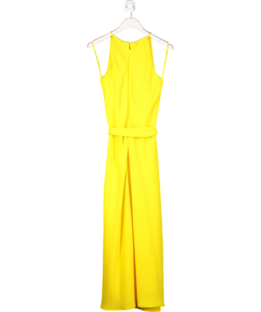 Lauren Ralph Lauren Yellow Sleeveless Belted Dress UK 10