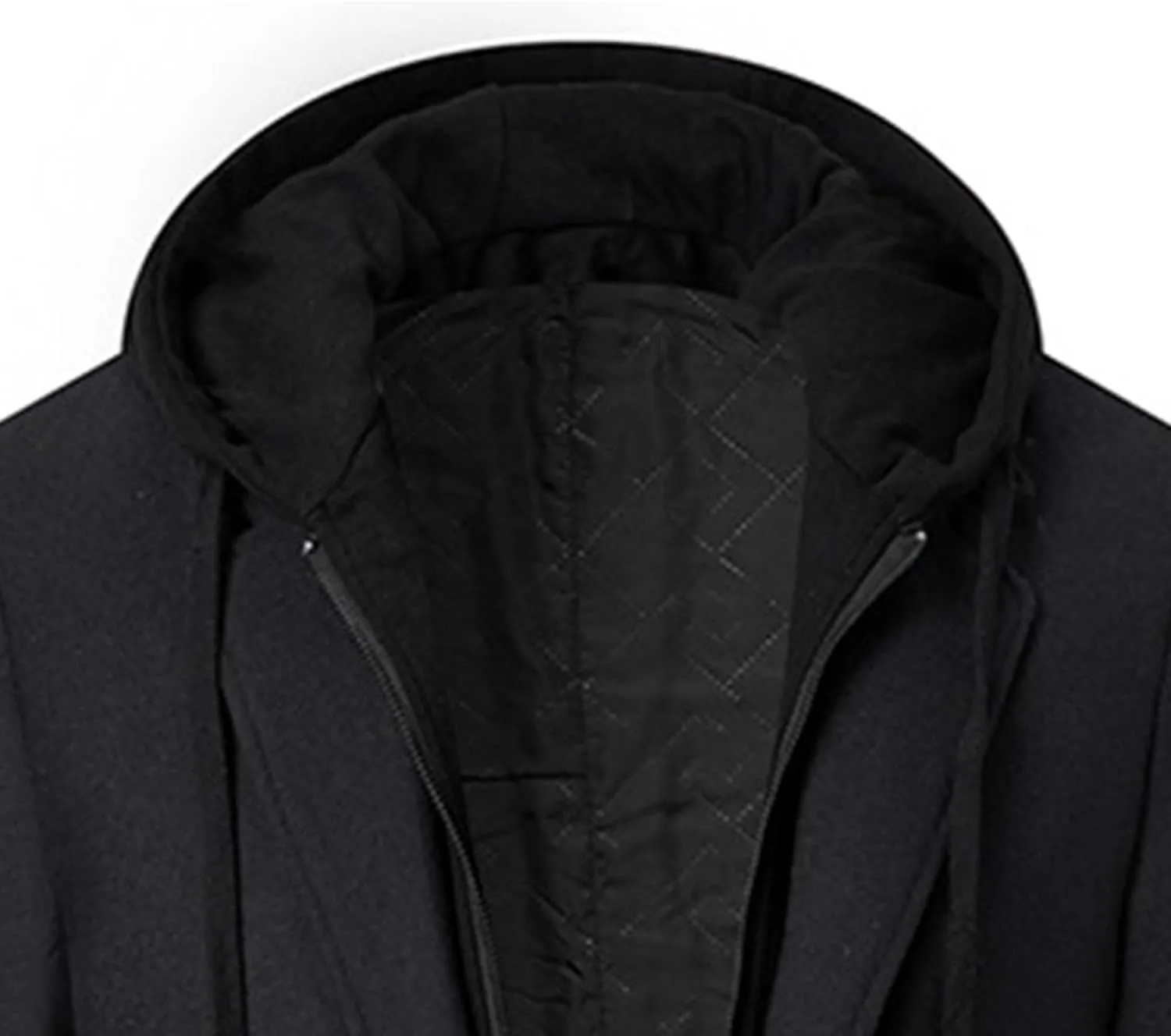 Maiyifu-GJ Men's Removable Hooded Wool Blend Overcoat Winter Single Breasted Trench Coats Casual Warm Classic Pea Jacket