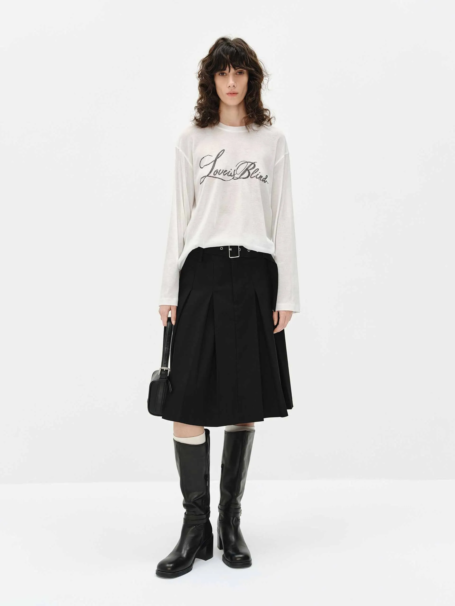 Midi Length Pleated Skirt