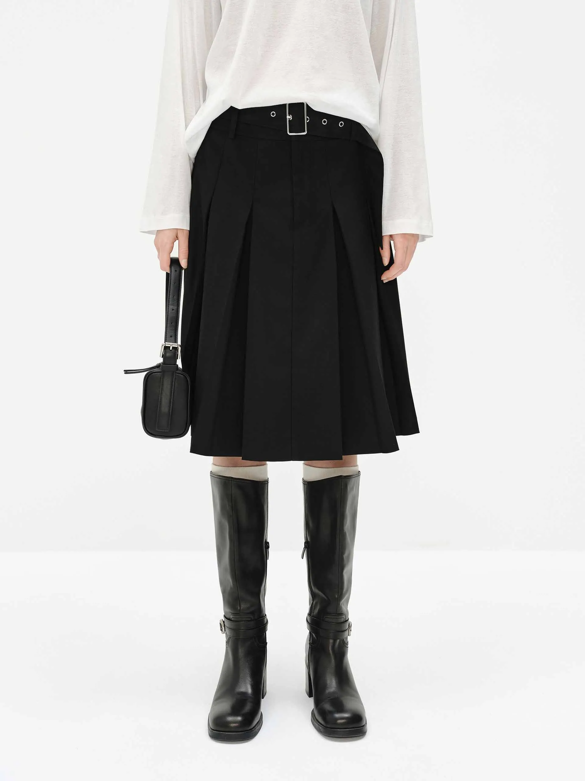 Midi Length Pleated Skirt