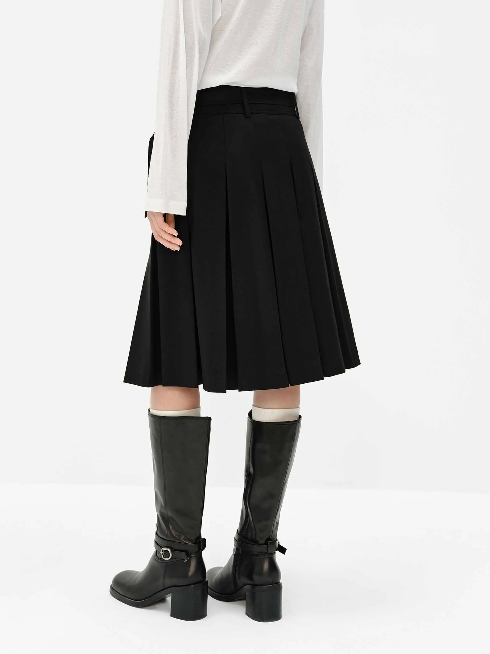 Midi Length Pleated Skirt