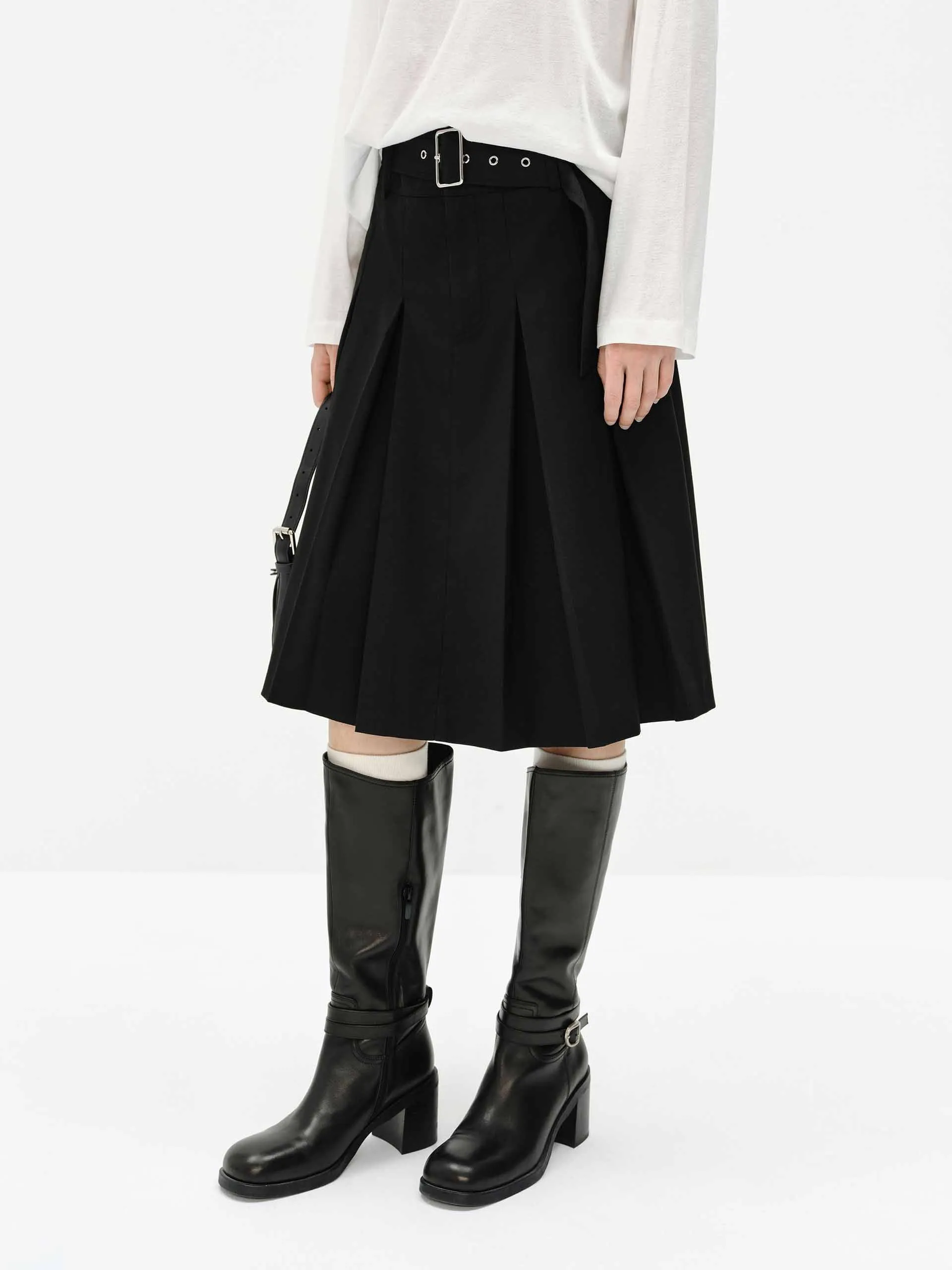 Midi Length Pleated Skirt