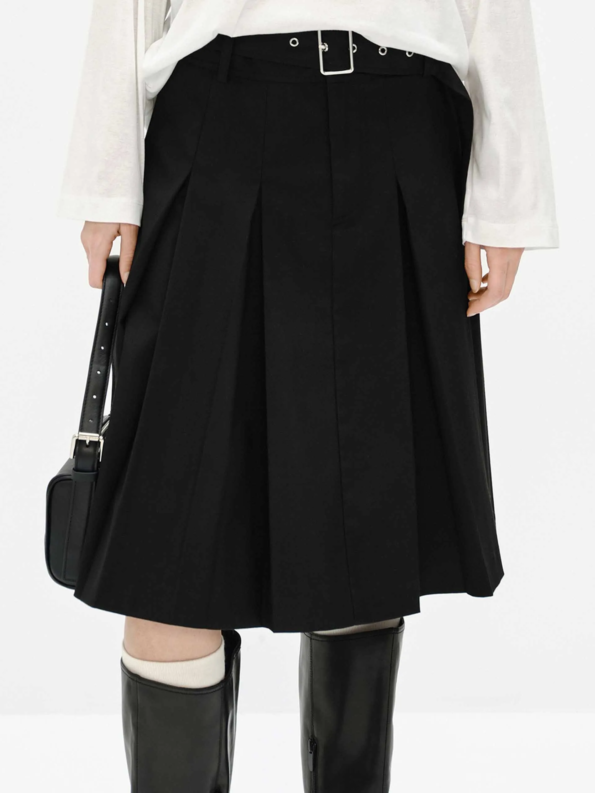 Midi Length Pleated Skirt