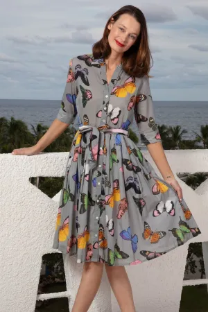 Mrs Maisel Dress - Grey Butterflies