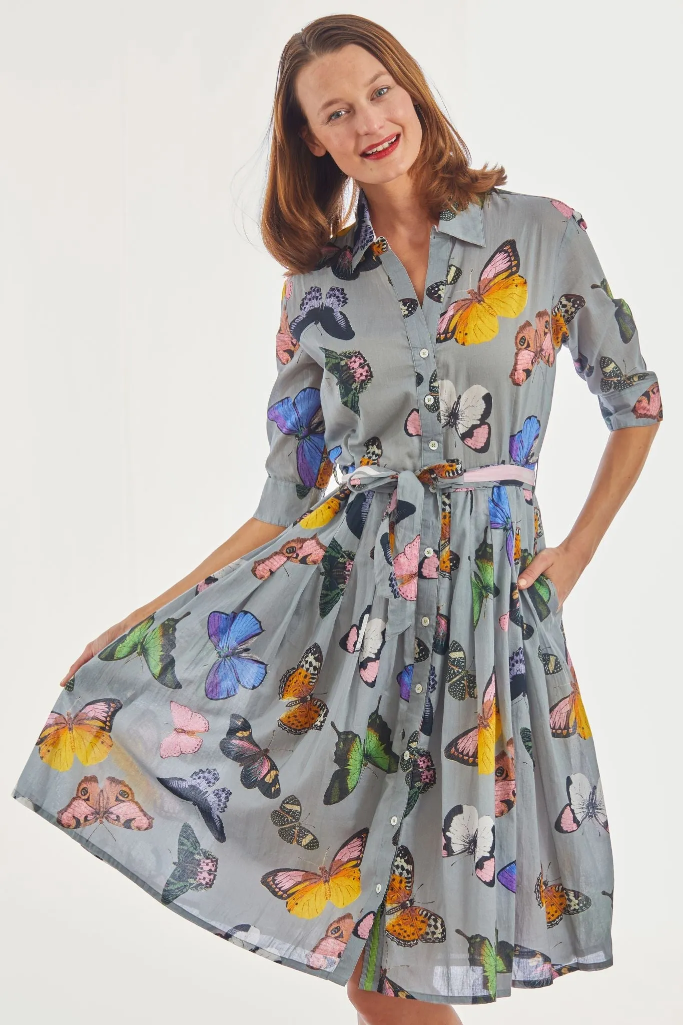 Mrs Maisel Dress - Grey Butterflies