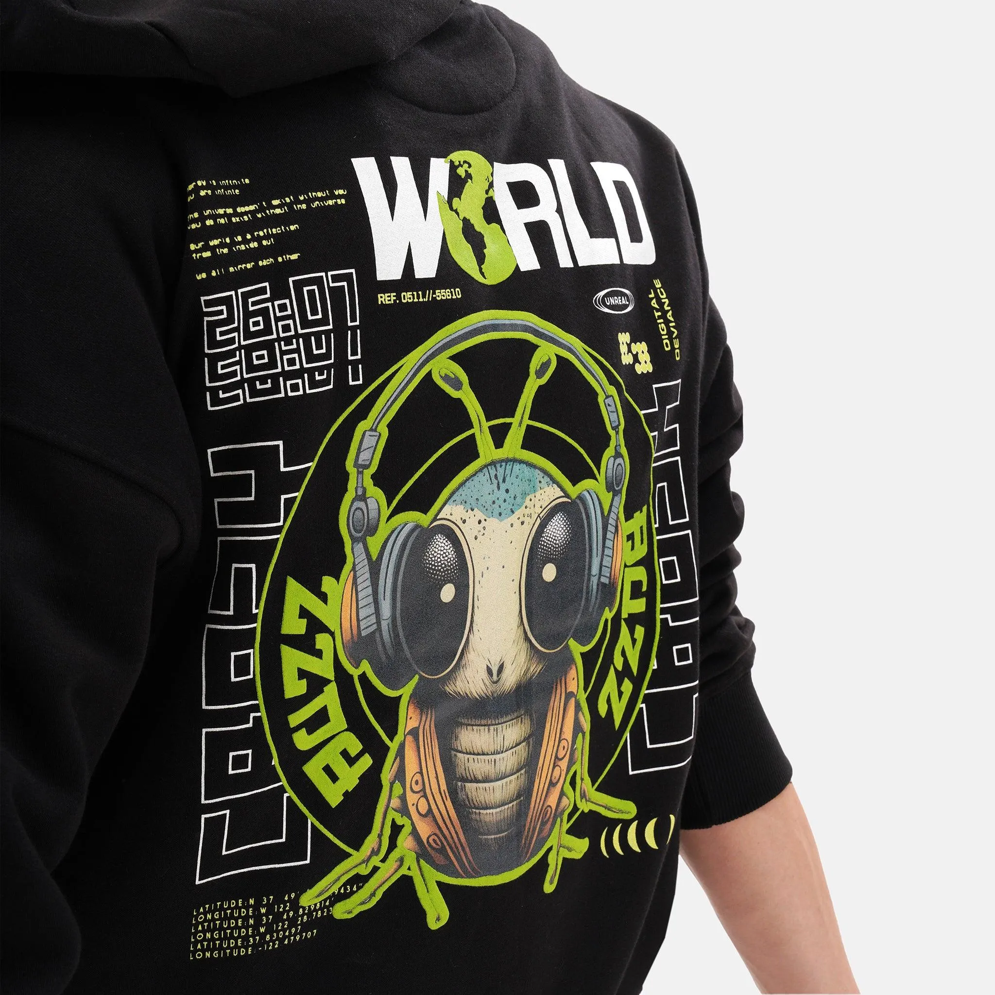 Music Mos Oversized Fleece Hoodie in Black