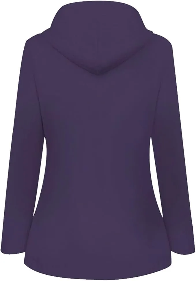 NEW Drepurja Coats for Women Winter Warm Long Sleeve Fuzzy Fleece Jackets Zip Up Hoodies Sherpa Lined Thermal Jacket, Purple, Sz M