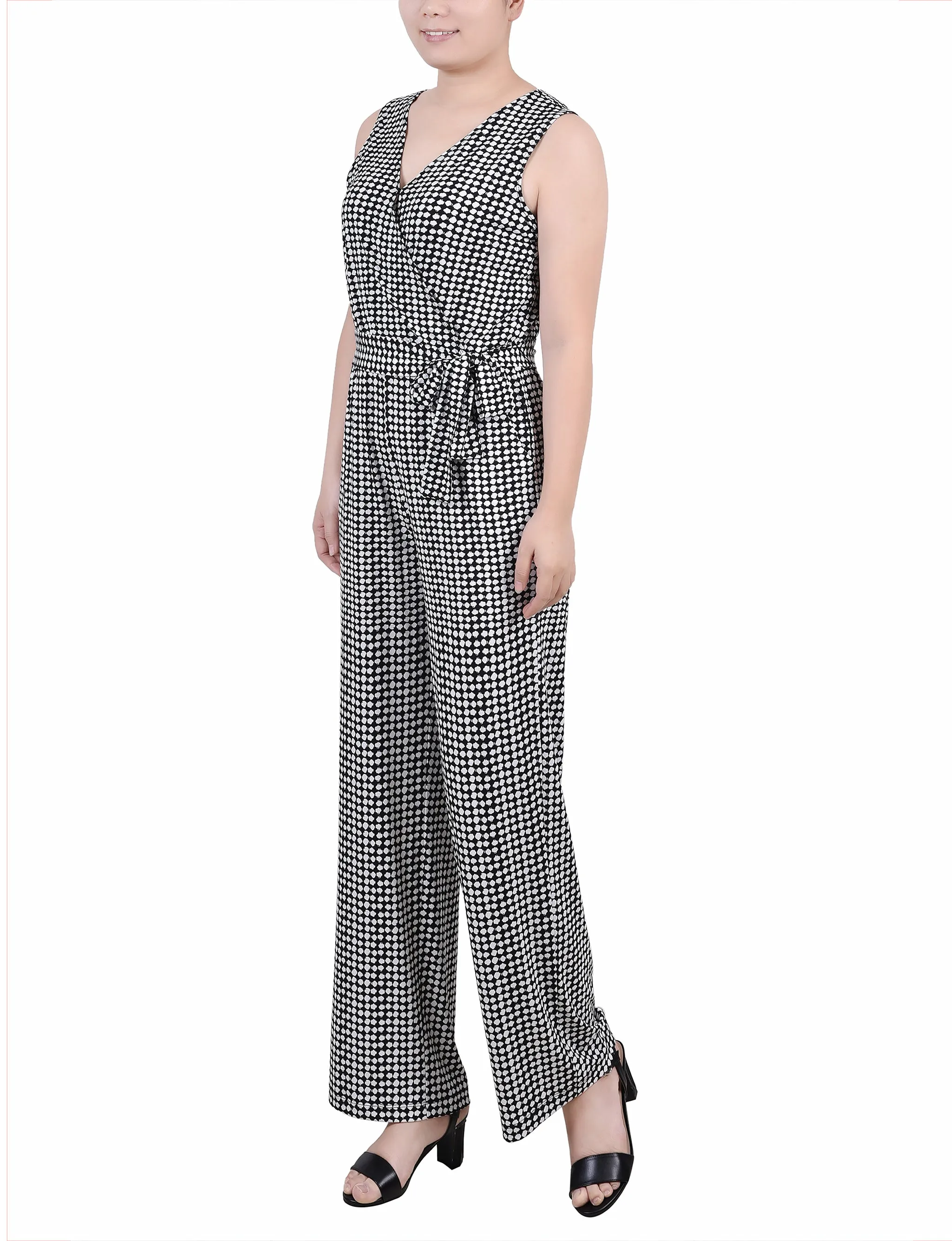 Petite Sleeveless Belted Jumpsuit